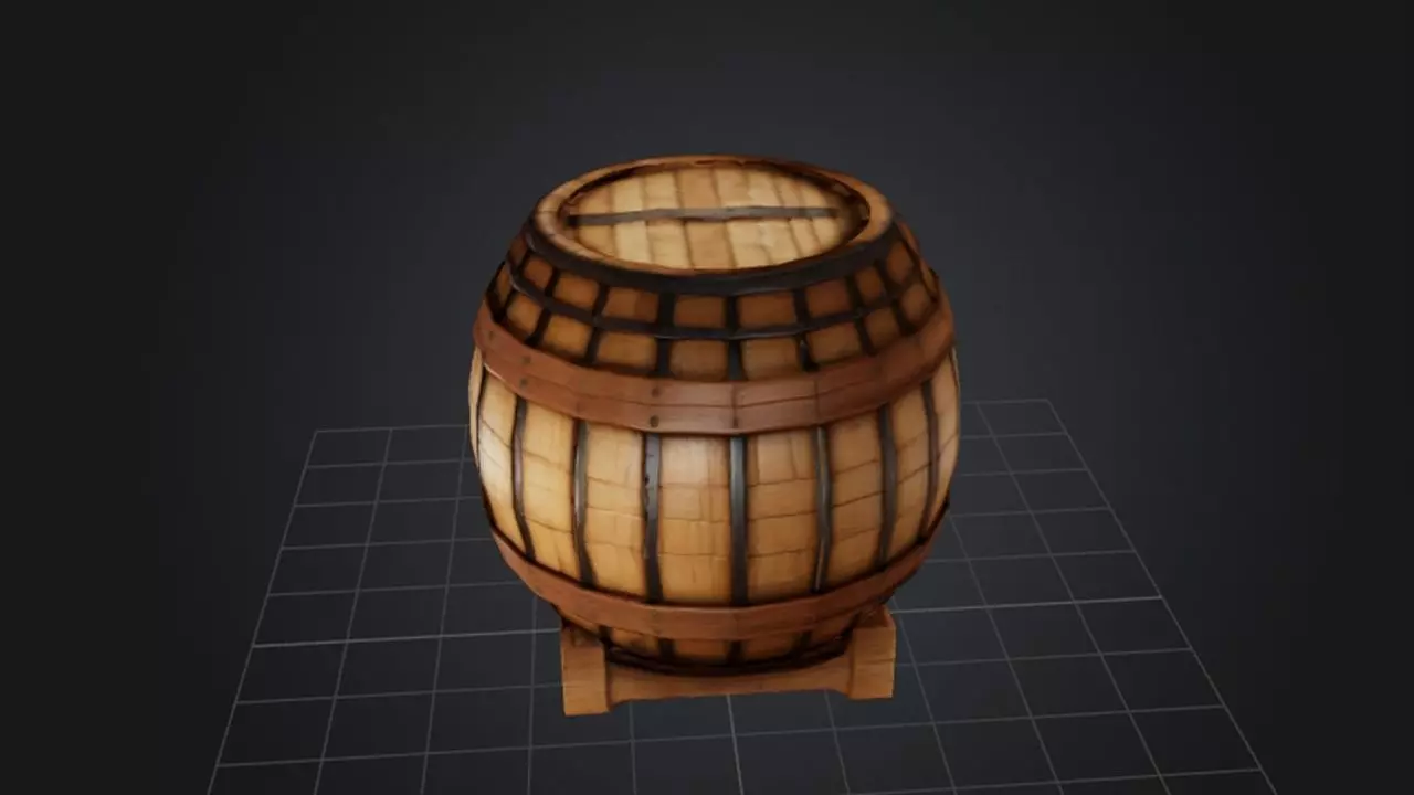 Wooden Barrel 3D Game Ready Model 3D model_0