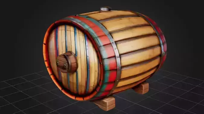 Wooden Barrel 3D Game Ready Model