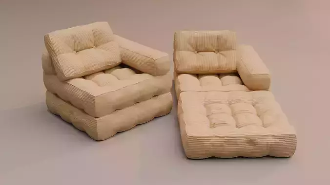Beige Foldable Sofa Bed