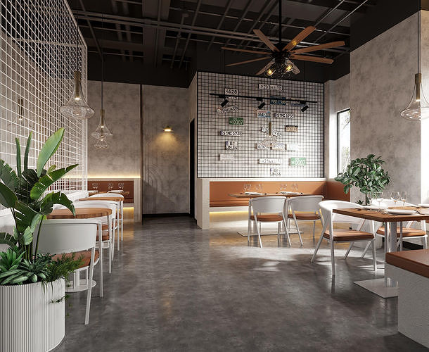restaurant cafe  interior  3D model