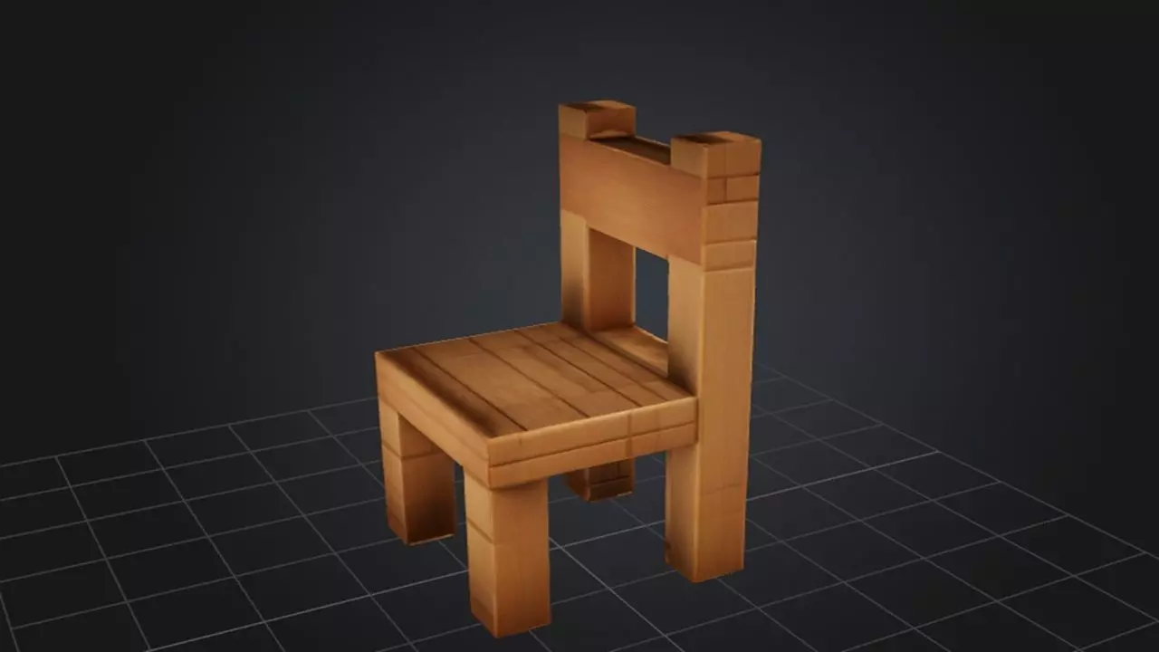 Wooden Chair Game Ready 3D Model 3D model_0