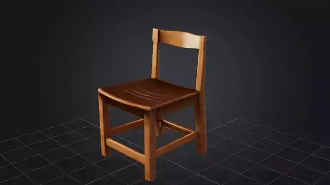 Wooden Chair  3D Game Ready Model