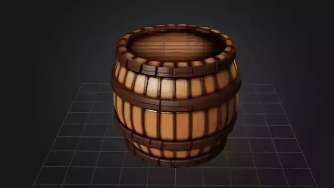 Wooden Barrel  3D Game Ready Model