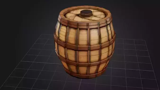 Wooden Barrel 3D Game Ready Model