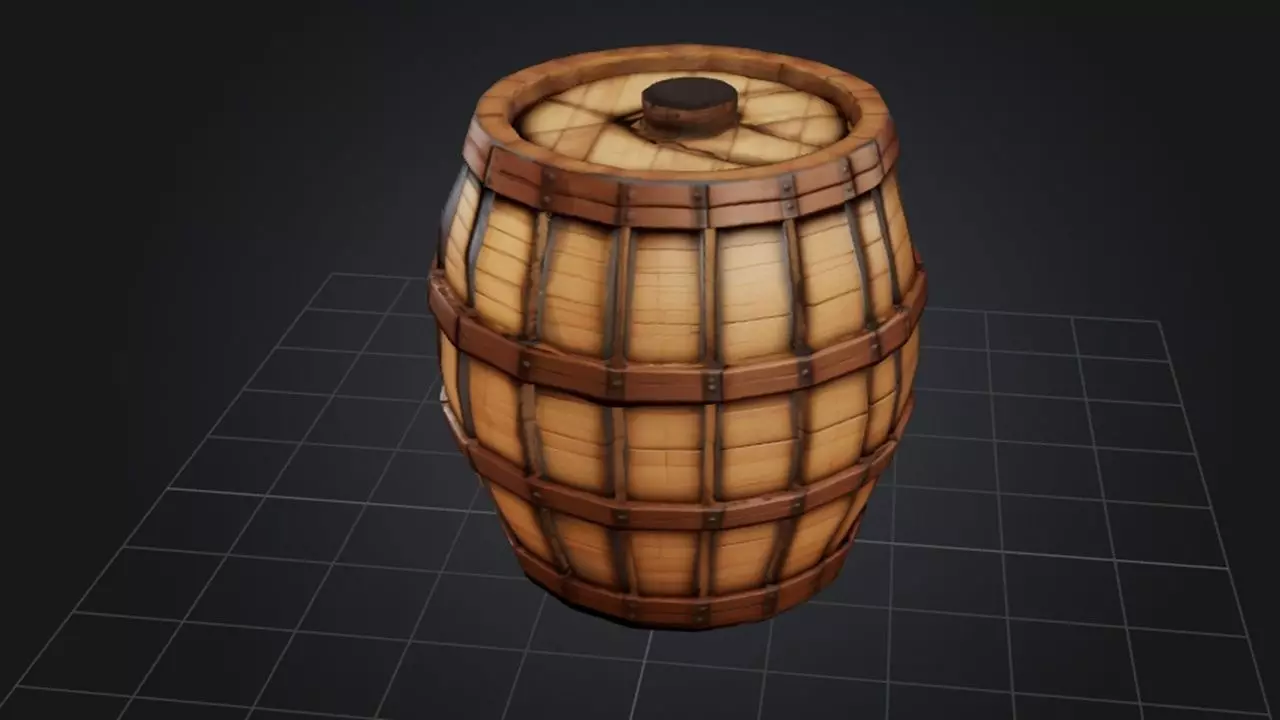 Wooden Barrel 3D Game Ready Model 3D model_0