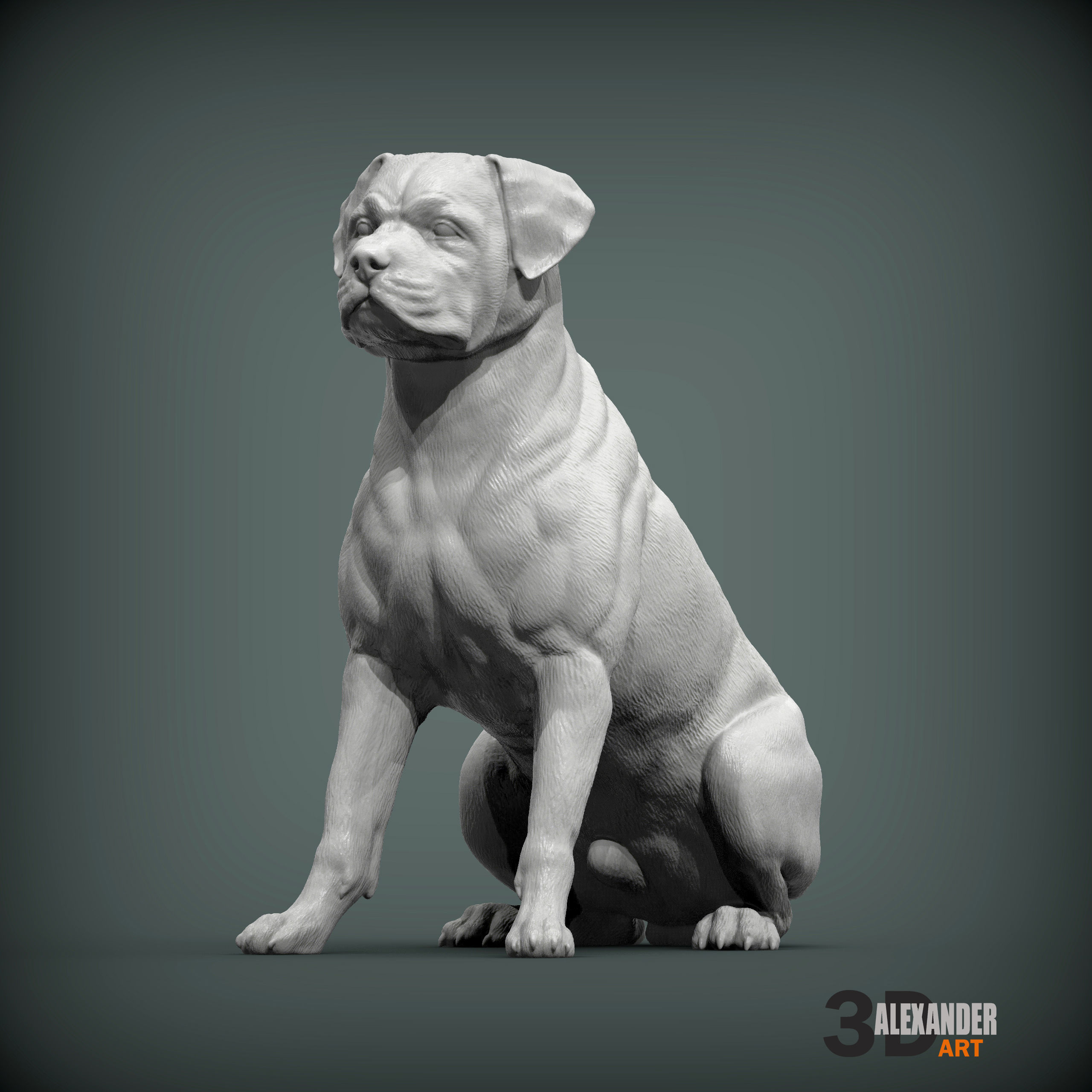 Rottweiler is sitting 3D print model_1