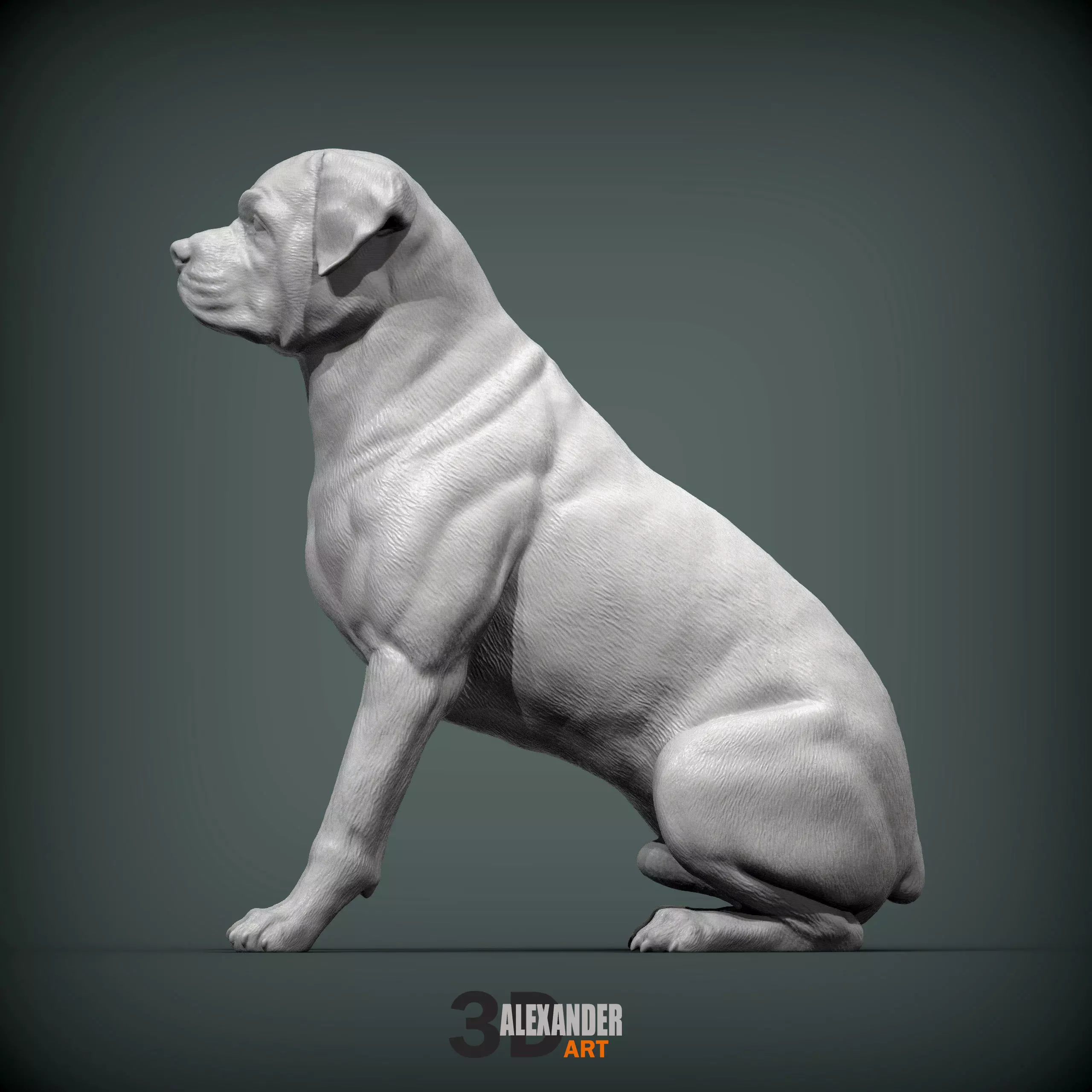Rottweiler is sitting 3D print model_0