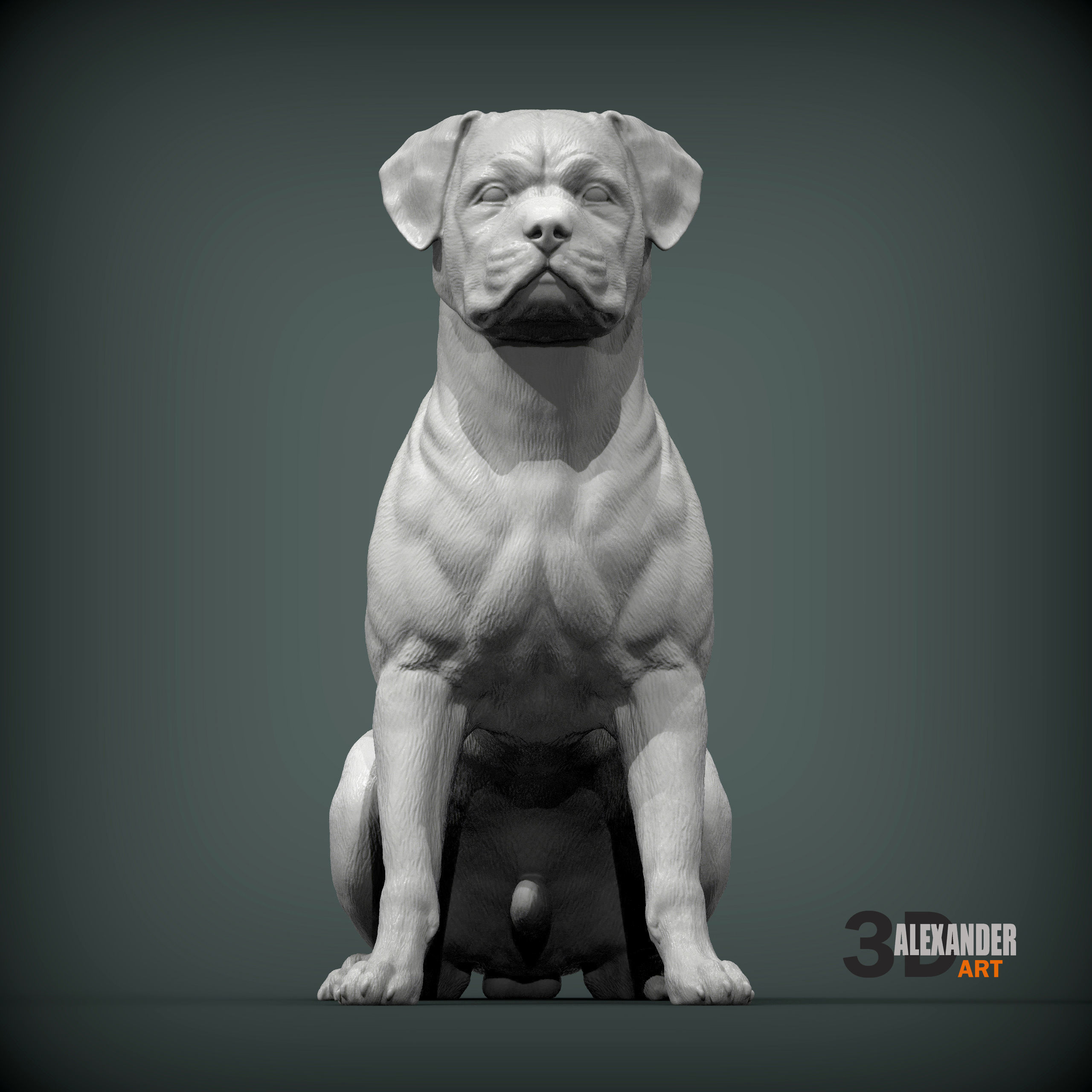 Rottweiler is sitting 3D print model_2