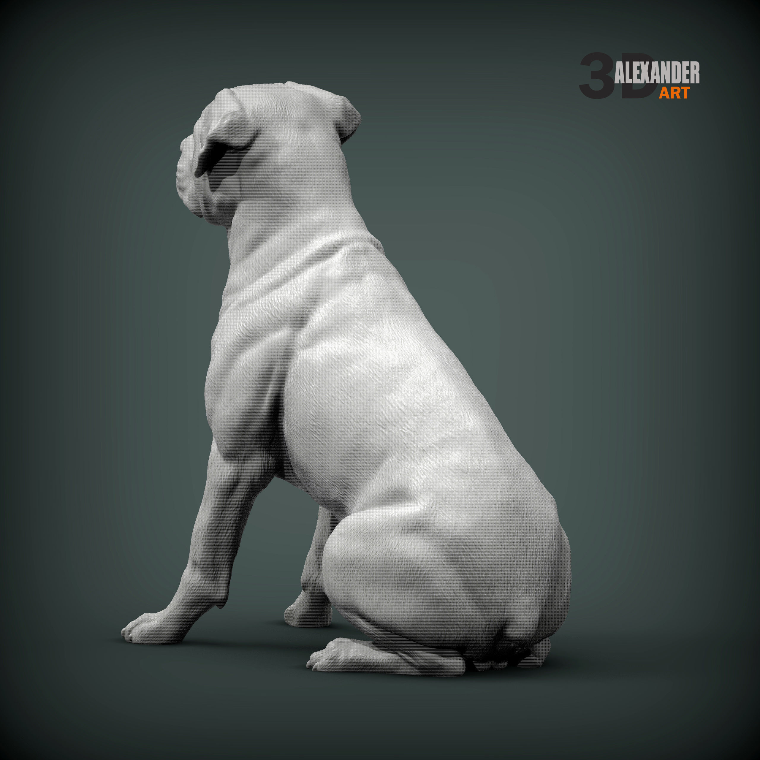 Rottweiler is sitting 3D print model_3