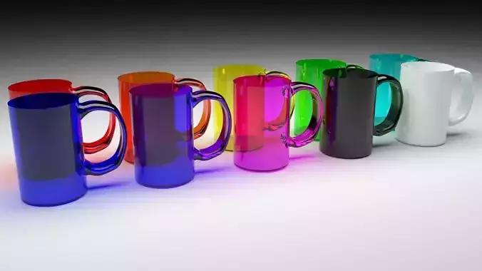 Colored Glass Tea Mugs Set