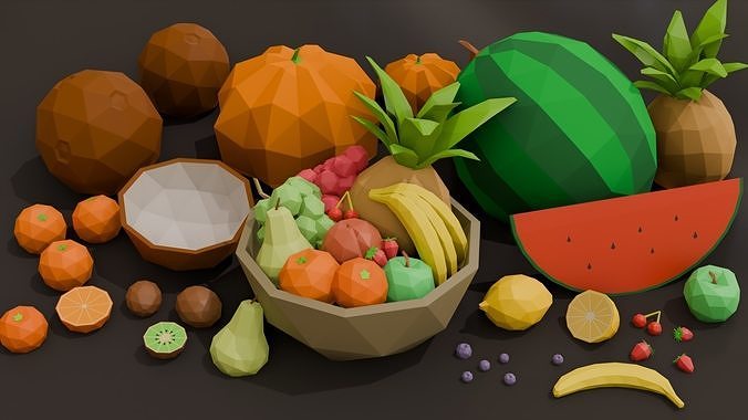 Collection 25 Fruits Low Poly Low-poly 3D model 5