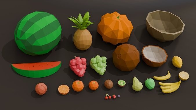 Collection 25 Fruits Low Poly Low-poly 3D model 7