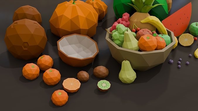 Collection 25 Fruits Low Poly Low-poly 3D model 4