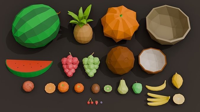 Collection 25 Fruits Low Poly Low-poly 3D model 6