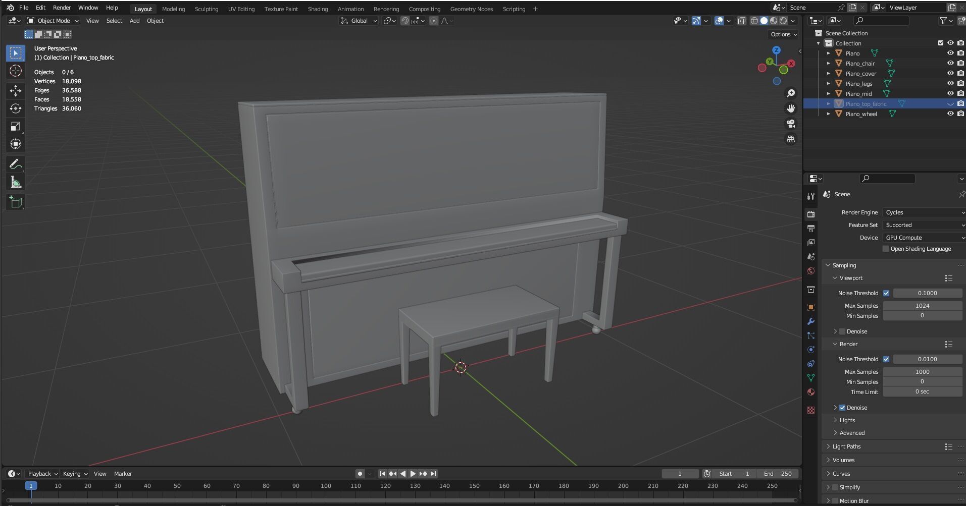 Piano CG1 3D model_8
