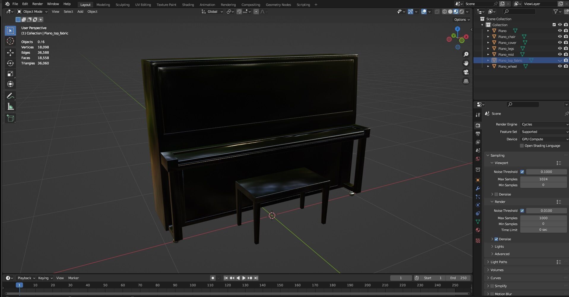 Piano CG1 3D model_9