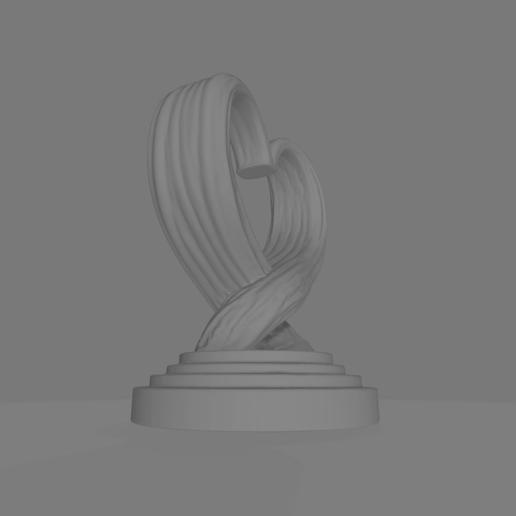 Unfulfilled Love Intertwined Spirals with Heart Shape 3D model_4