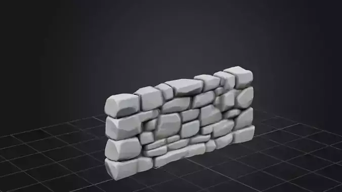 Stone Wall  3D Game Ready Model