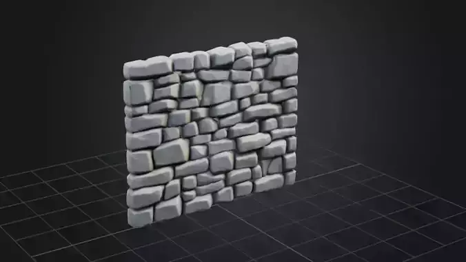 Stone Wall  3D Game Ready Model
