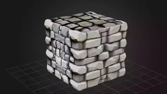 Stone Wall  3D Game Ready Model