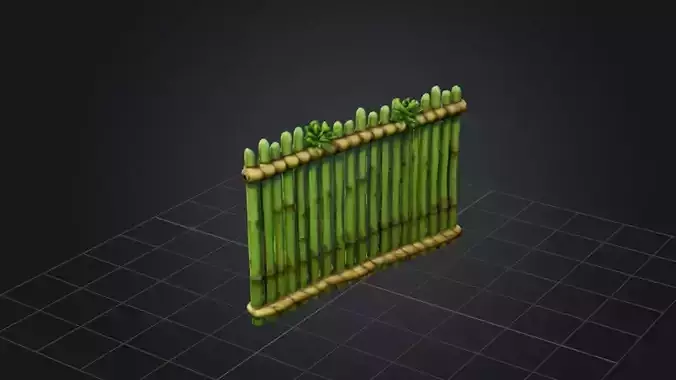 Bamboo Wall  3D Game Ready Model