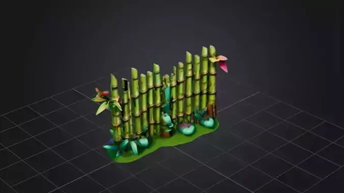 Bamboo wall   3D Game Ready Model