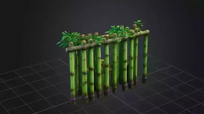 Bamboo wall 3D Game Ready Model