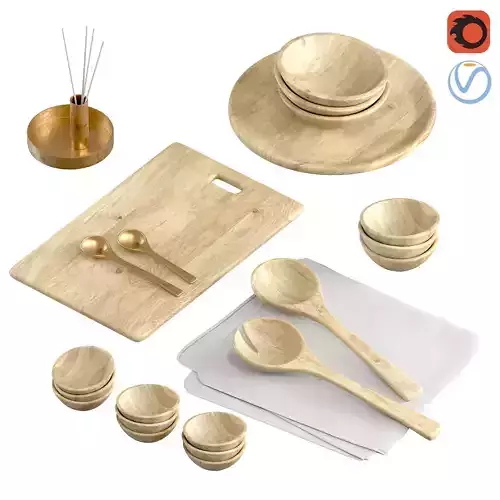 SET OF light MANGO WOOD SALAD SERVERS accessories