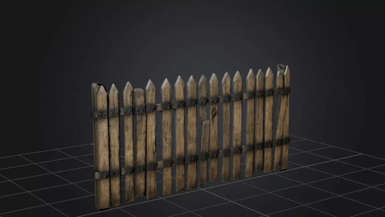 Wooden Fence  3D Game Ready Model 3D model_0