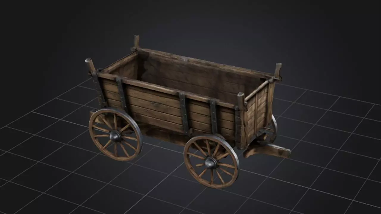 Wooden Cart  3D model_0
