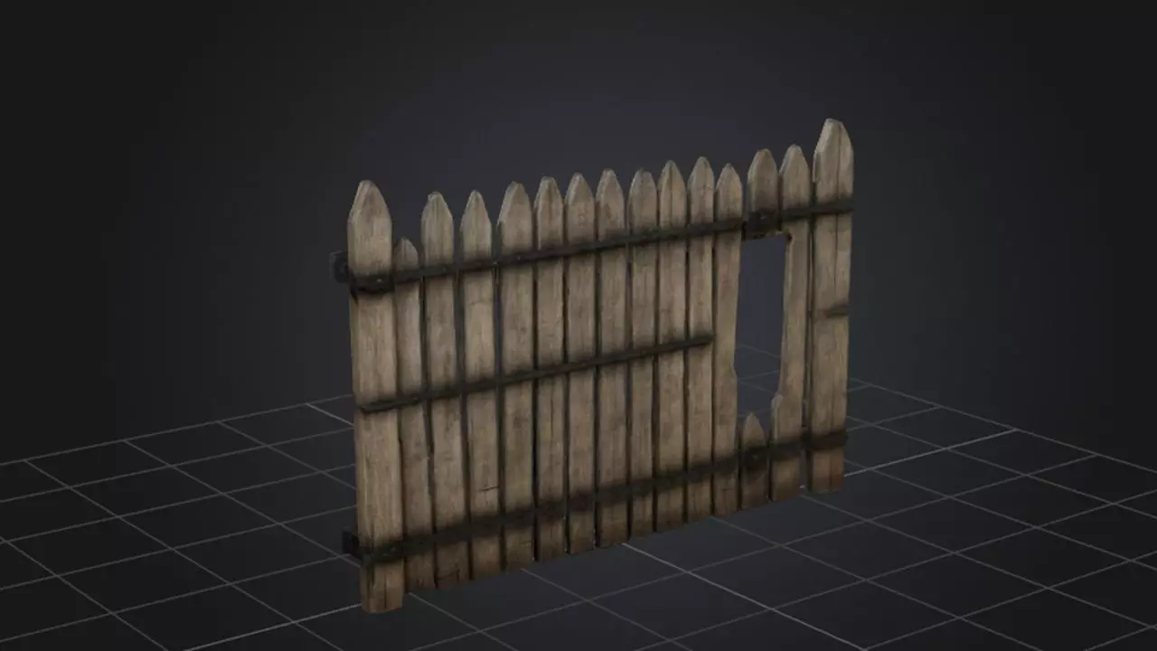 Broken Wooden Fence 3D model_0