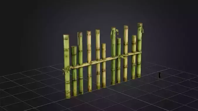 Bamboo Wall  3D Game Ready Model