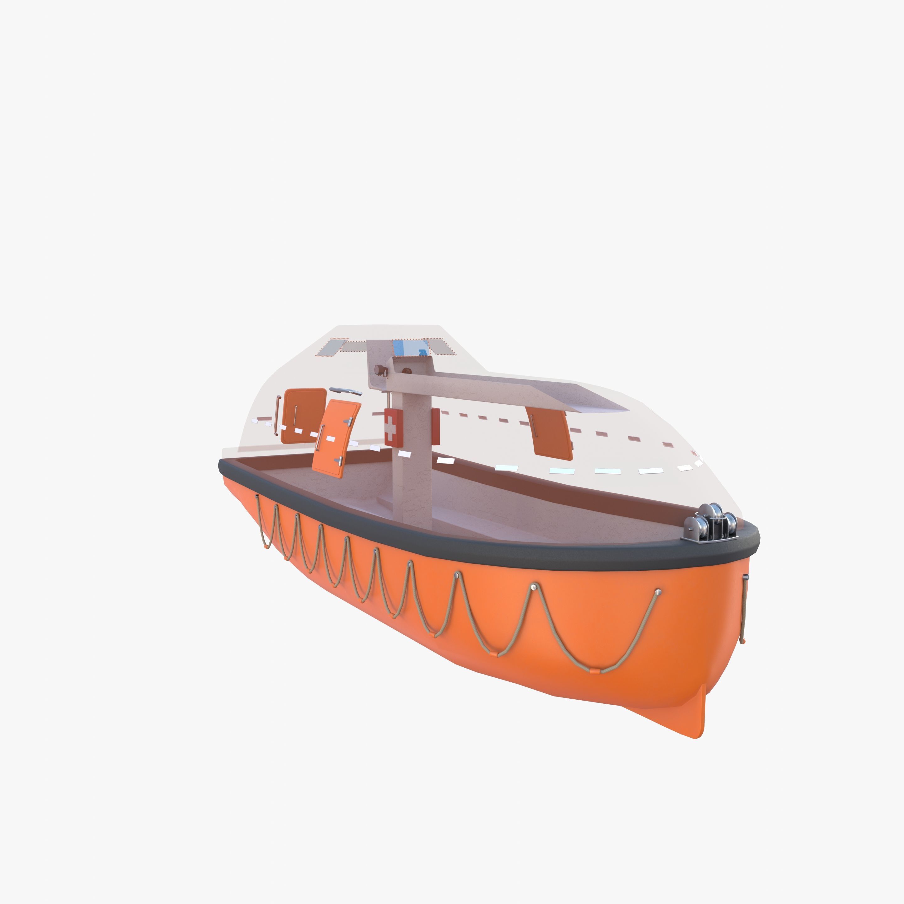 Life boat with interior V1 3D model_12