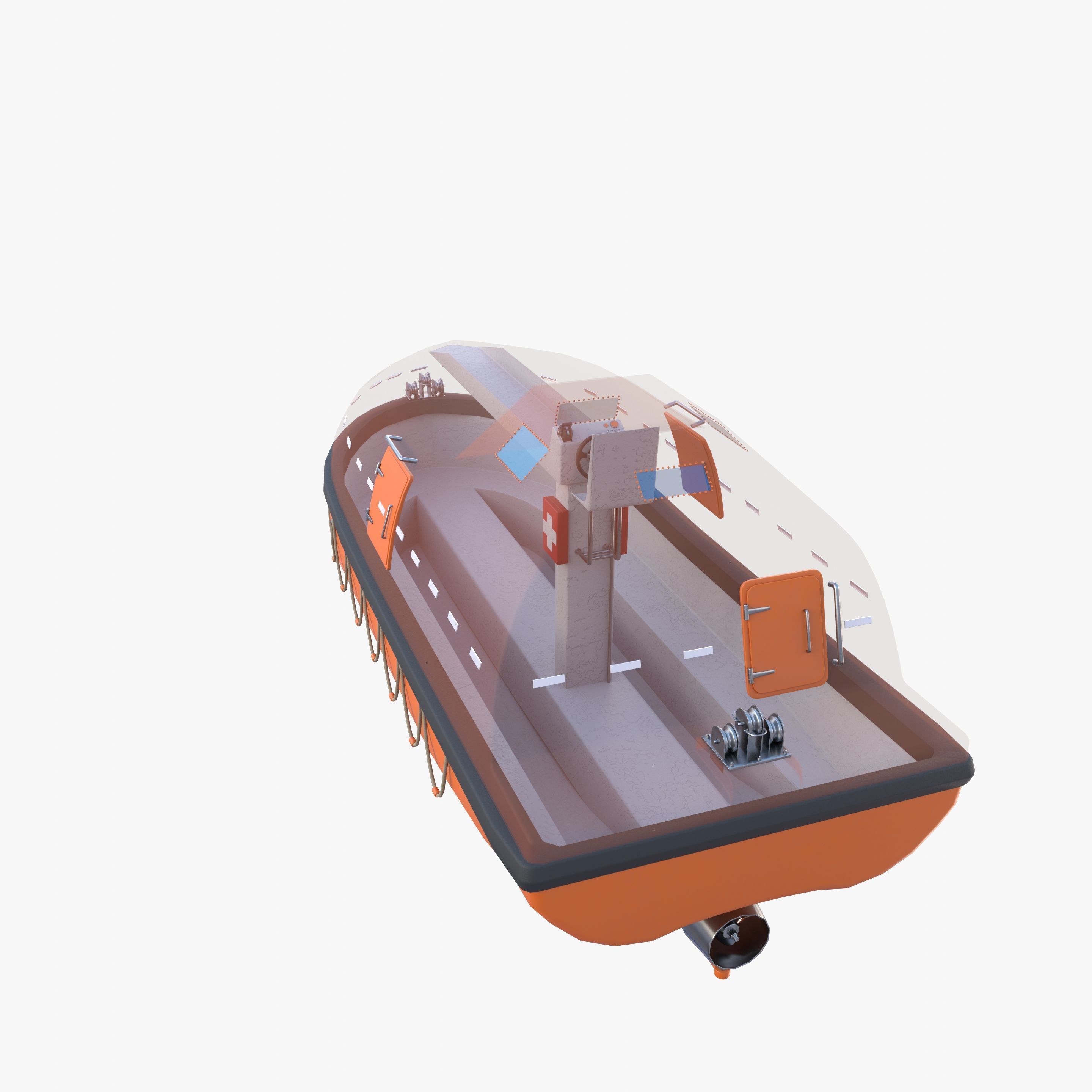 Life boat with interior V1 3D model_19