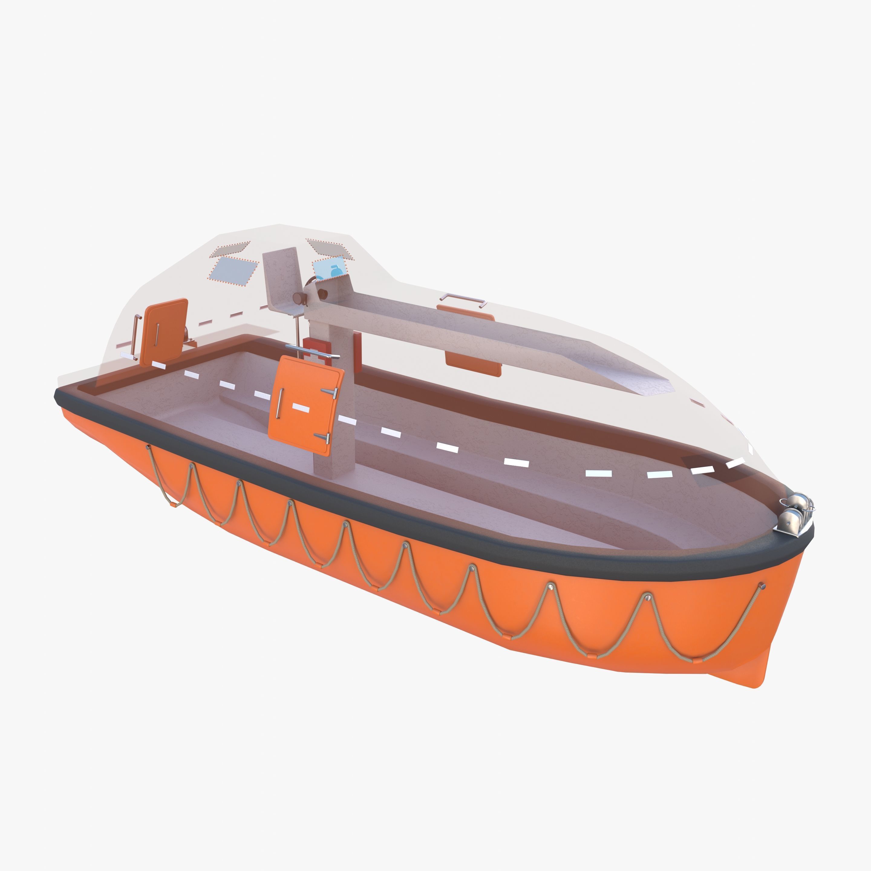 Life boat with interior V1 3D model_1