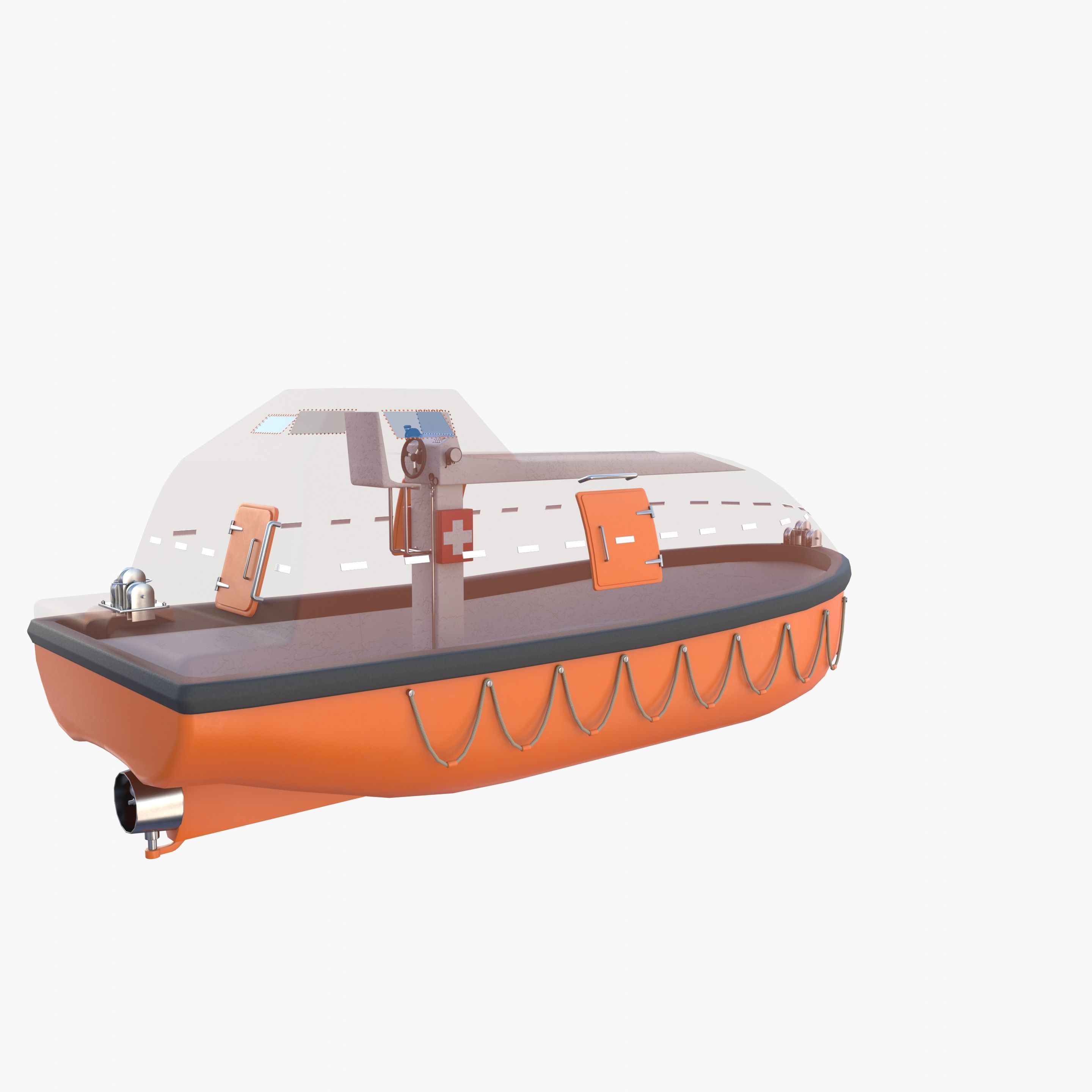 Life boat with interior V1 3D model_17