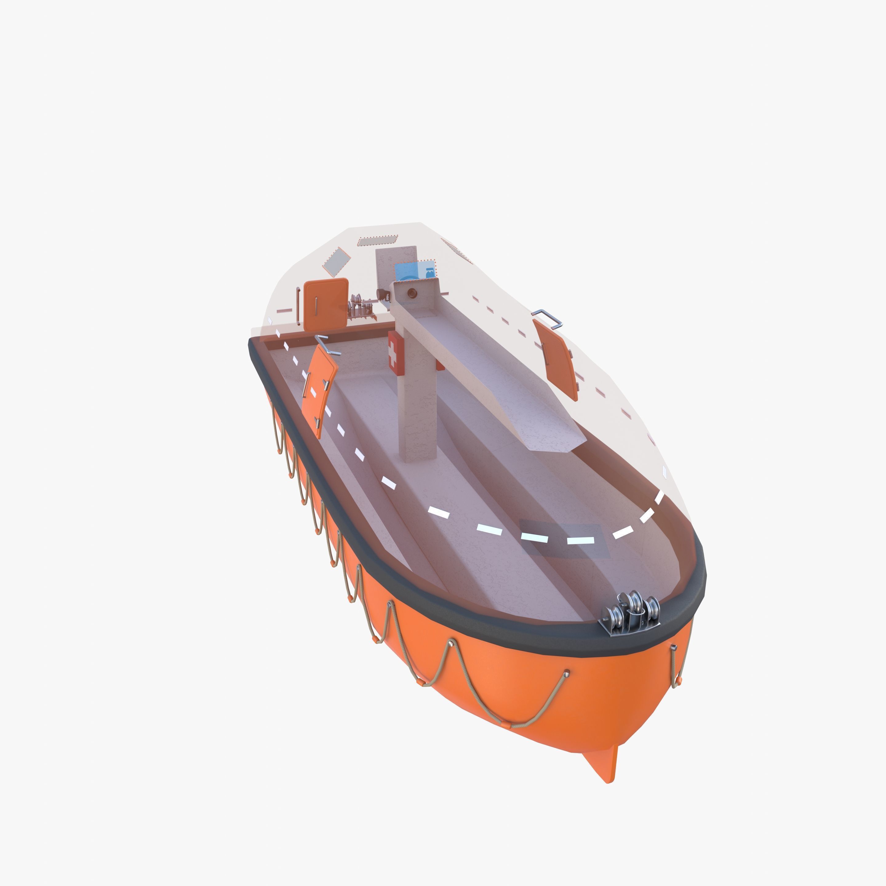 Life boat with interior V1 3D model_18