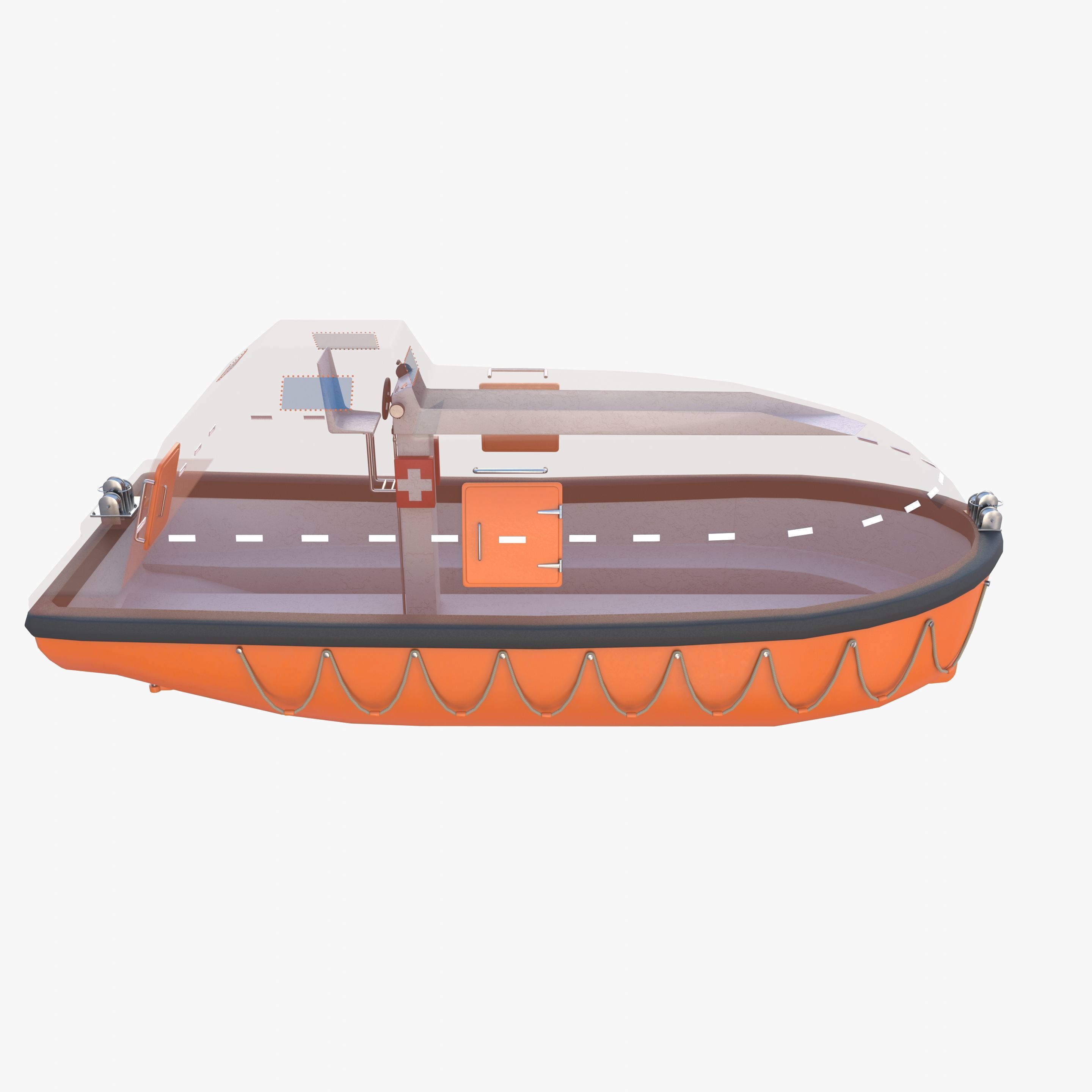 Life boat with interior V1 3D model_20