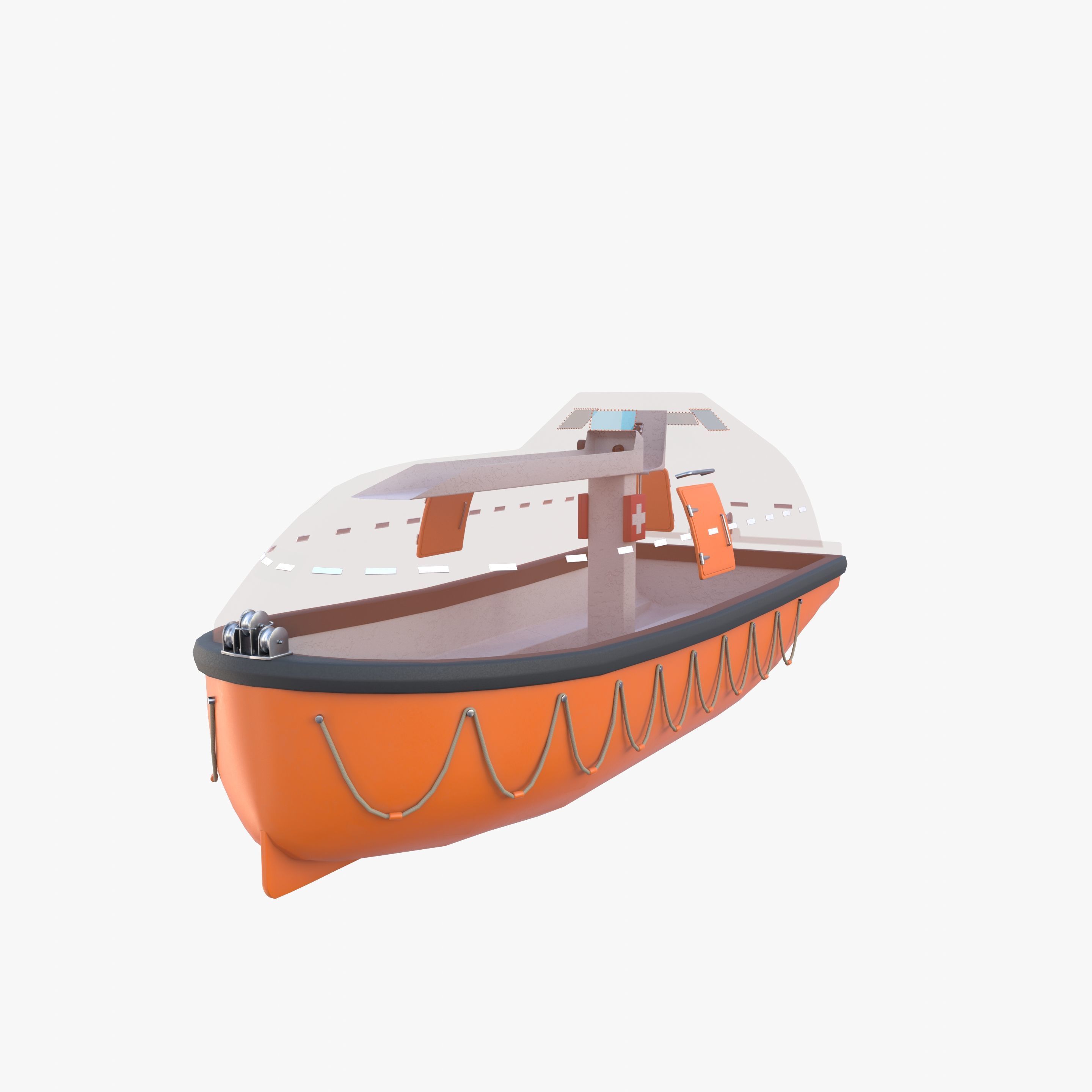 Life boat with interior V1 3D model_13