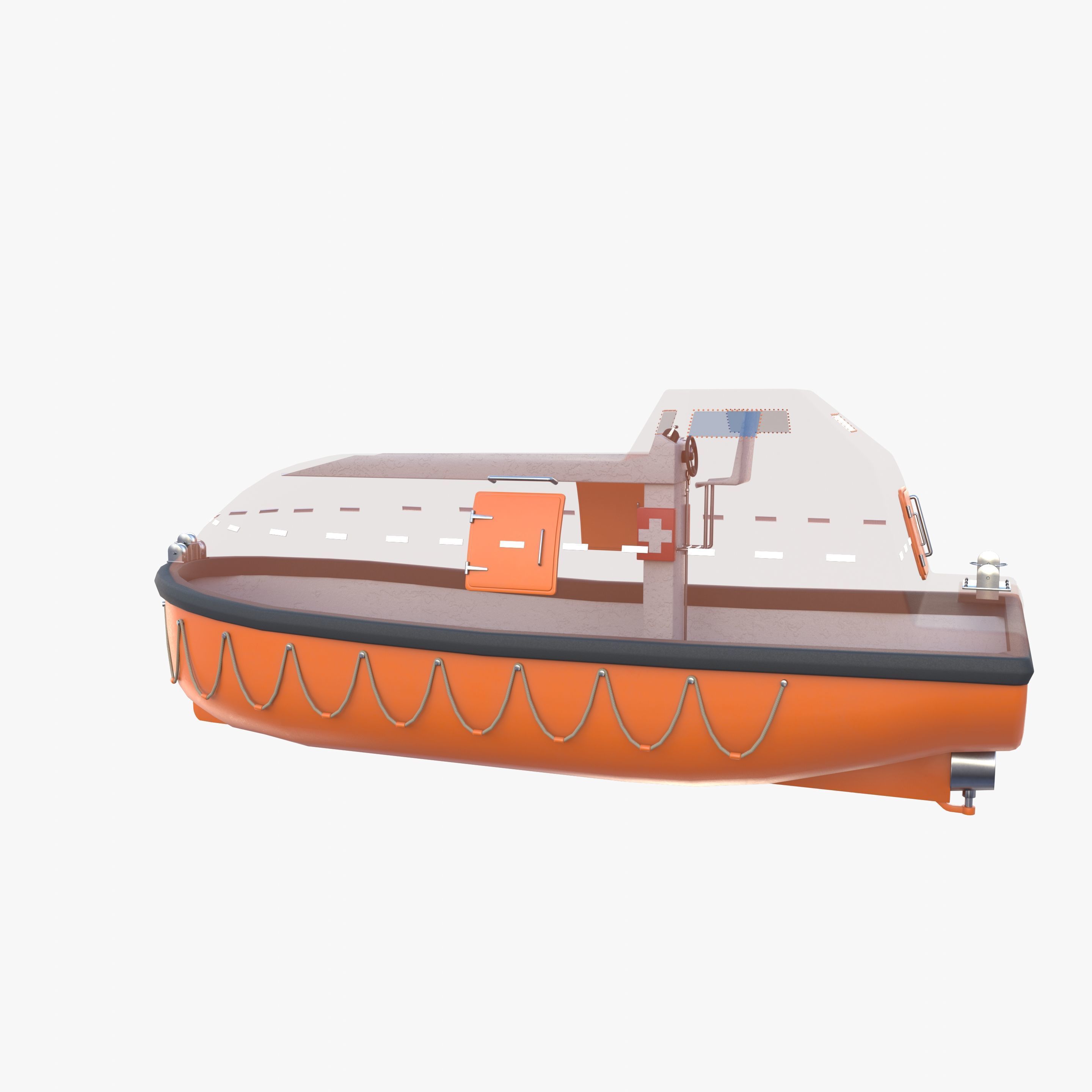 Life boat with interior V1 3D model_15