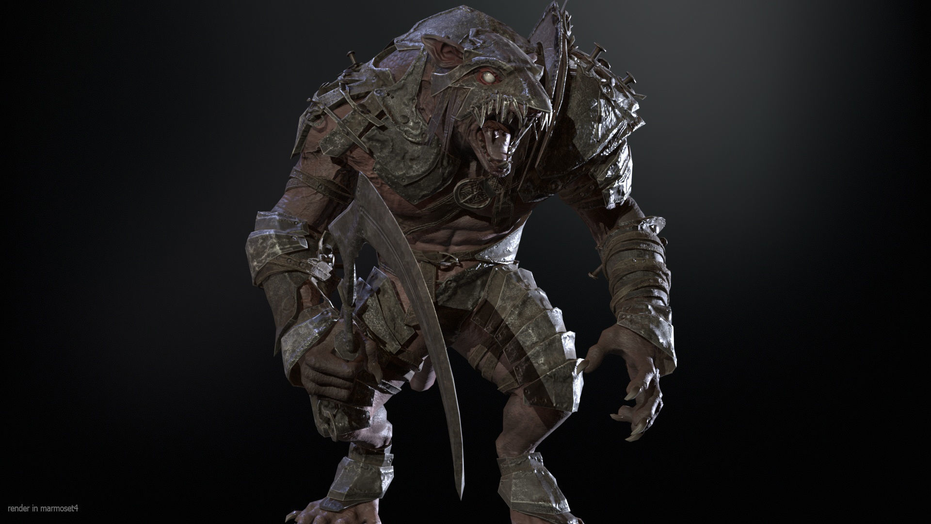 RatMan Warrior1 Low-poly 3D model_2