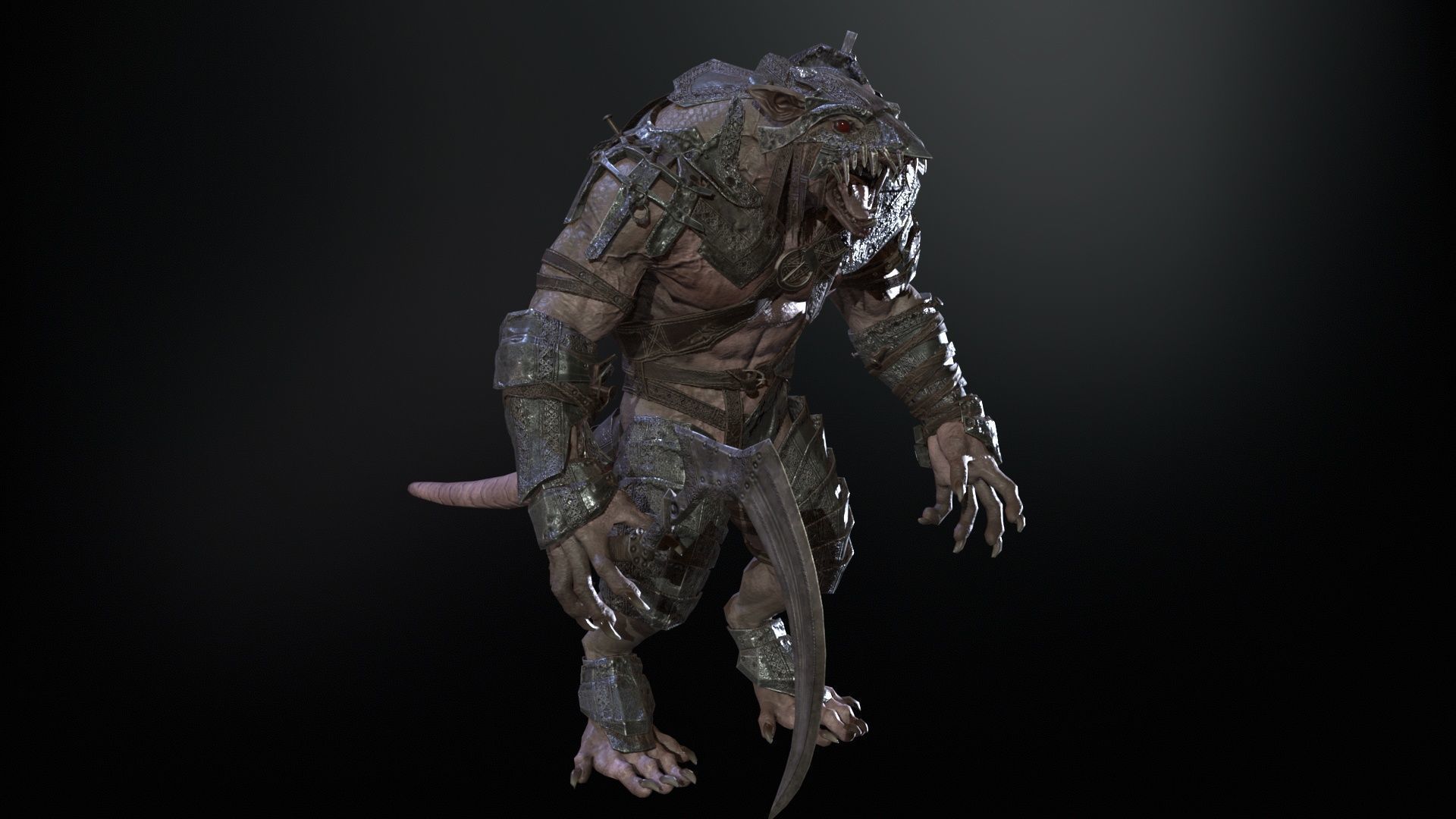 RatMan Warrior1 Low-poly 3D model_7