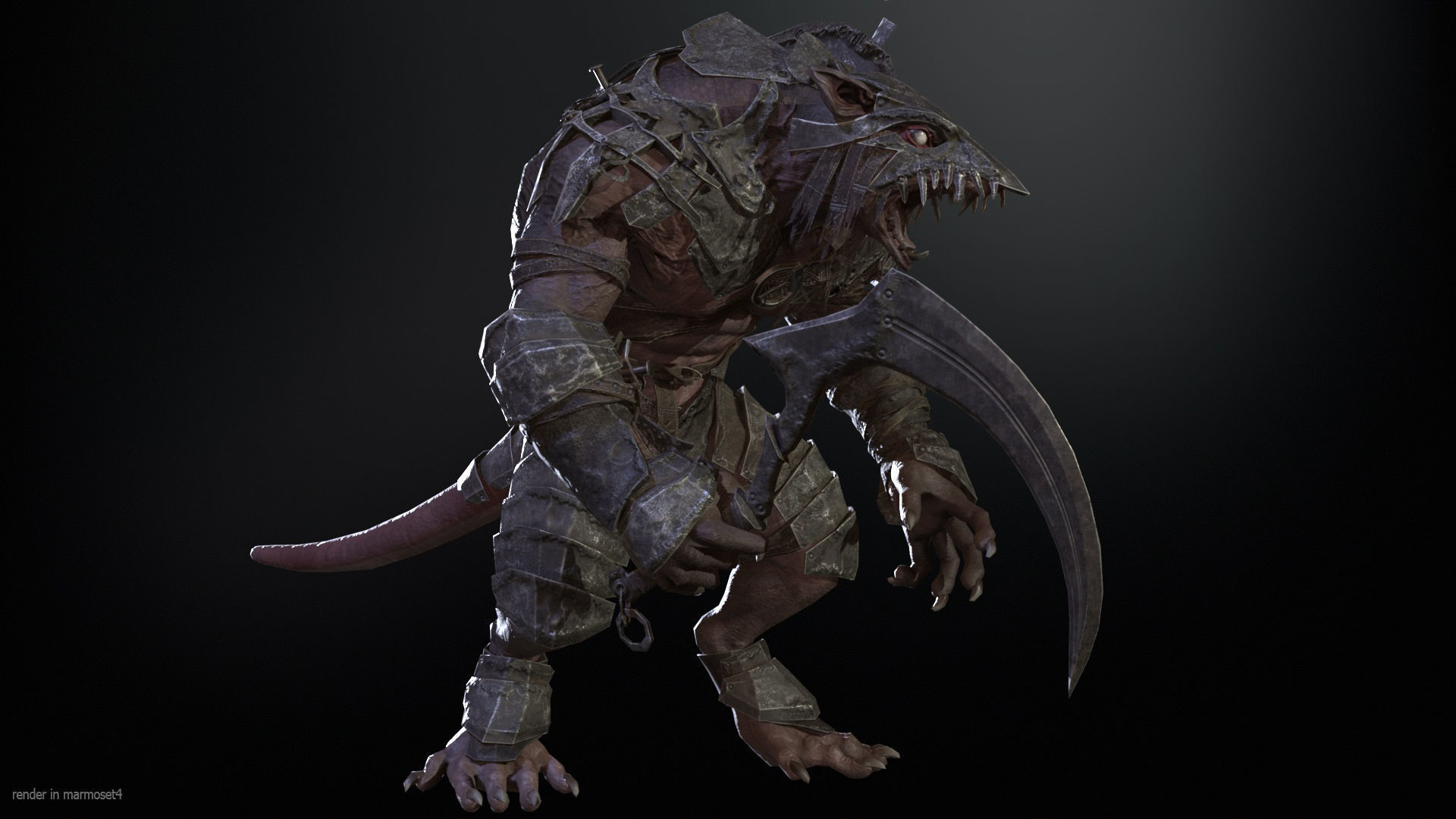 RatMan Warrior1 Low-poly 3D model_3