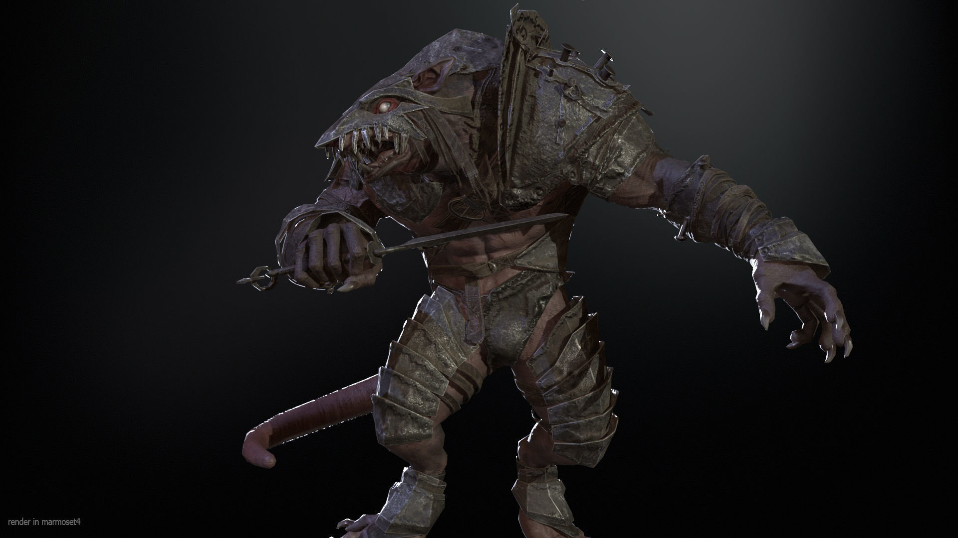 RatMan Warrior1 Low-poly 3D model_5