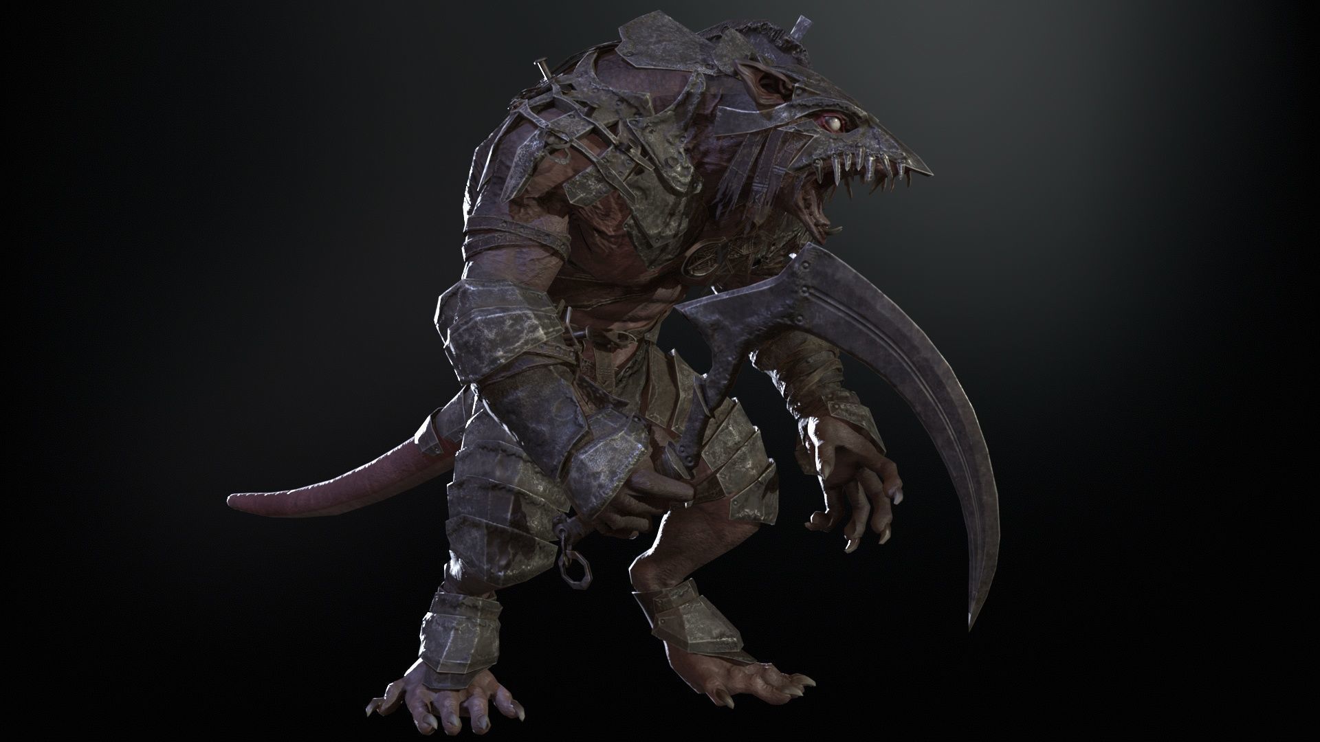 RatMan Warrior1 Low-poly 3D model_11