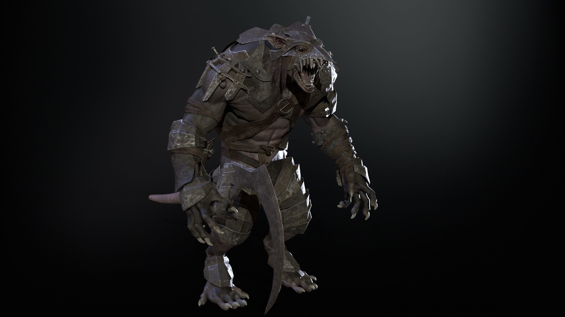 RatMan Warrior1 Low-poly 3D model_17