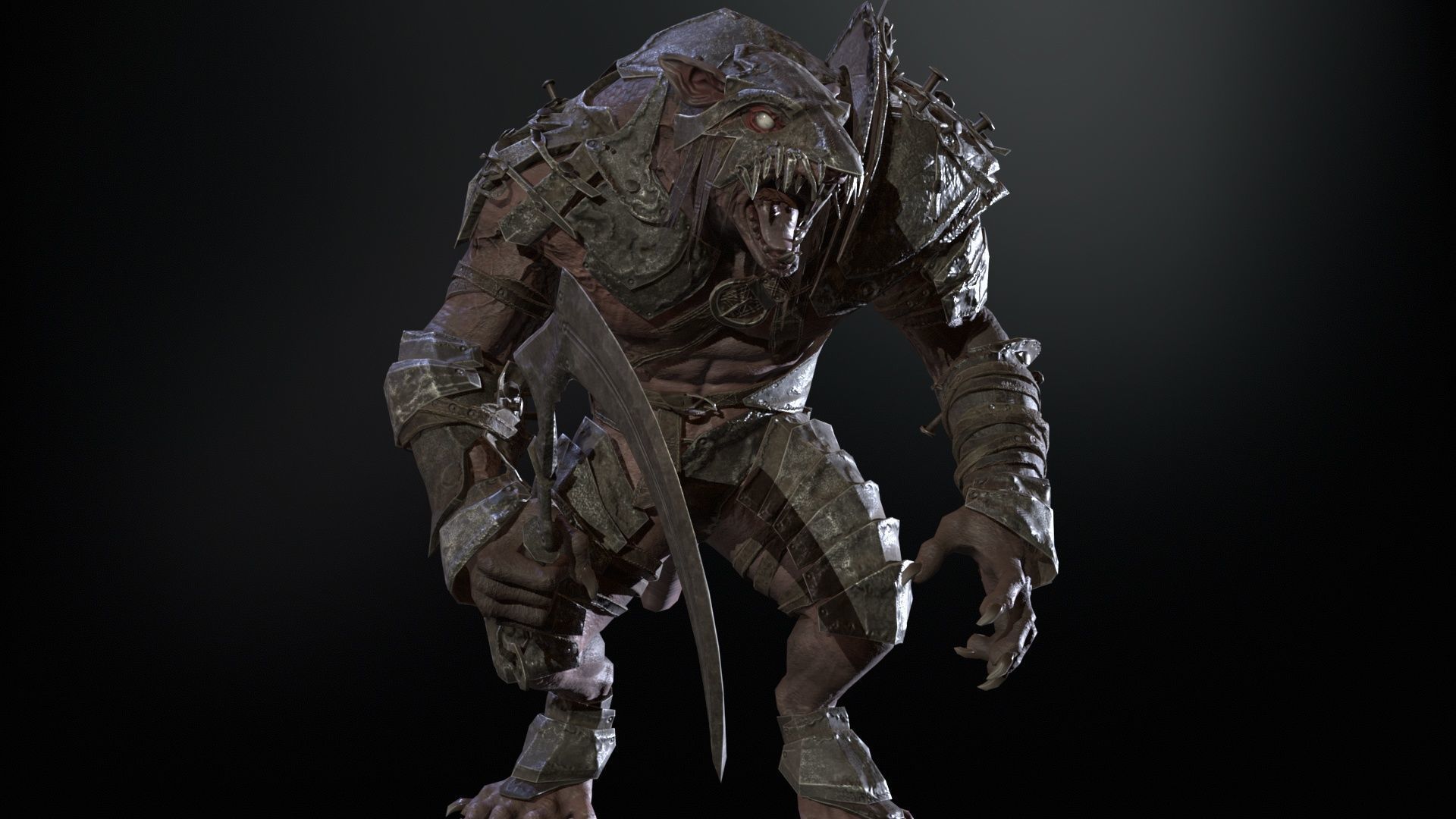 RatMan Warrior1 Low-poly 3D model_10