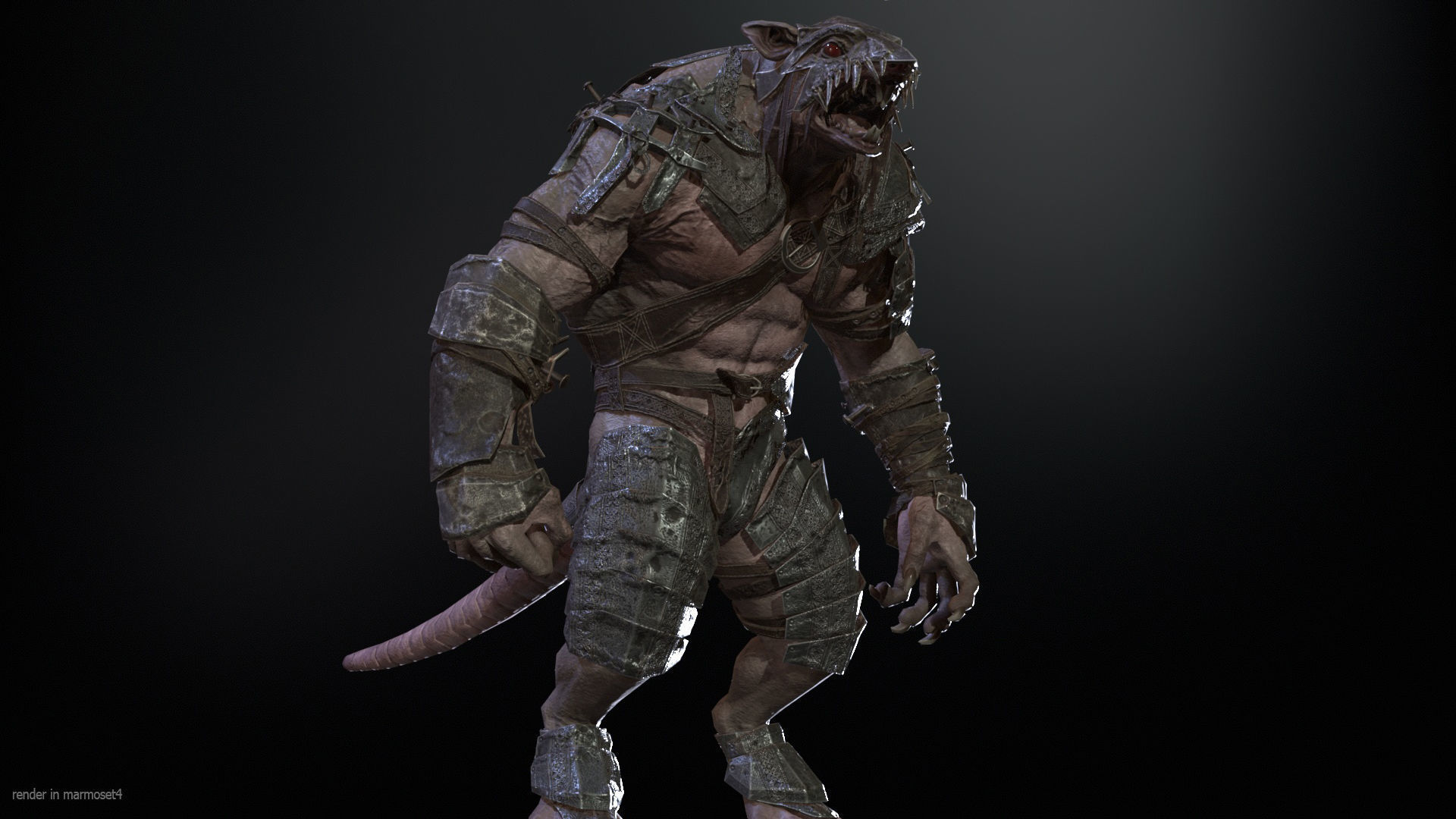 RatMan Warrior1 Low-poly 3D model_4