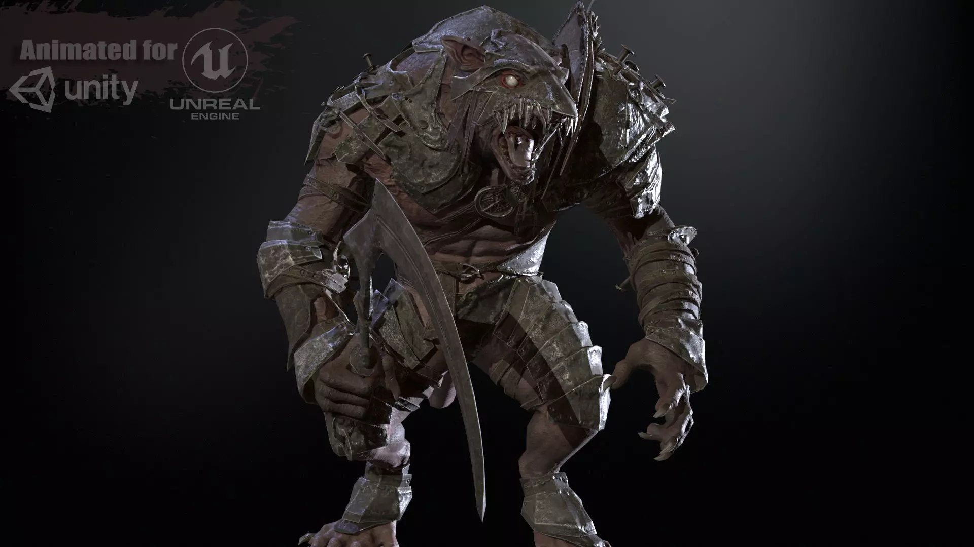 RatMan Warrior1 Low-poly 3D model_0