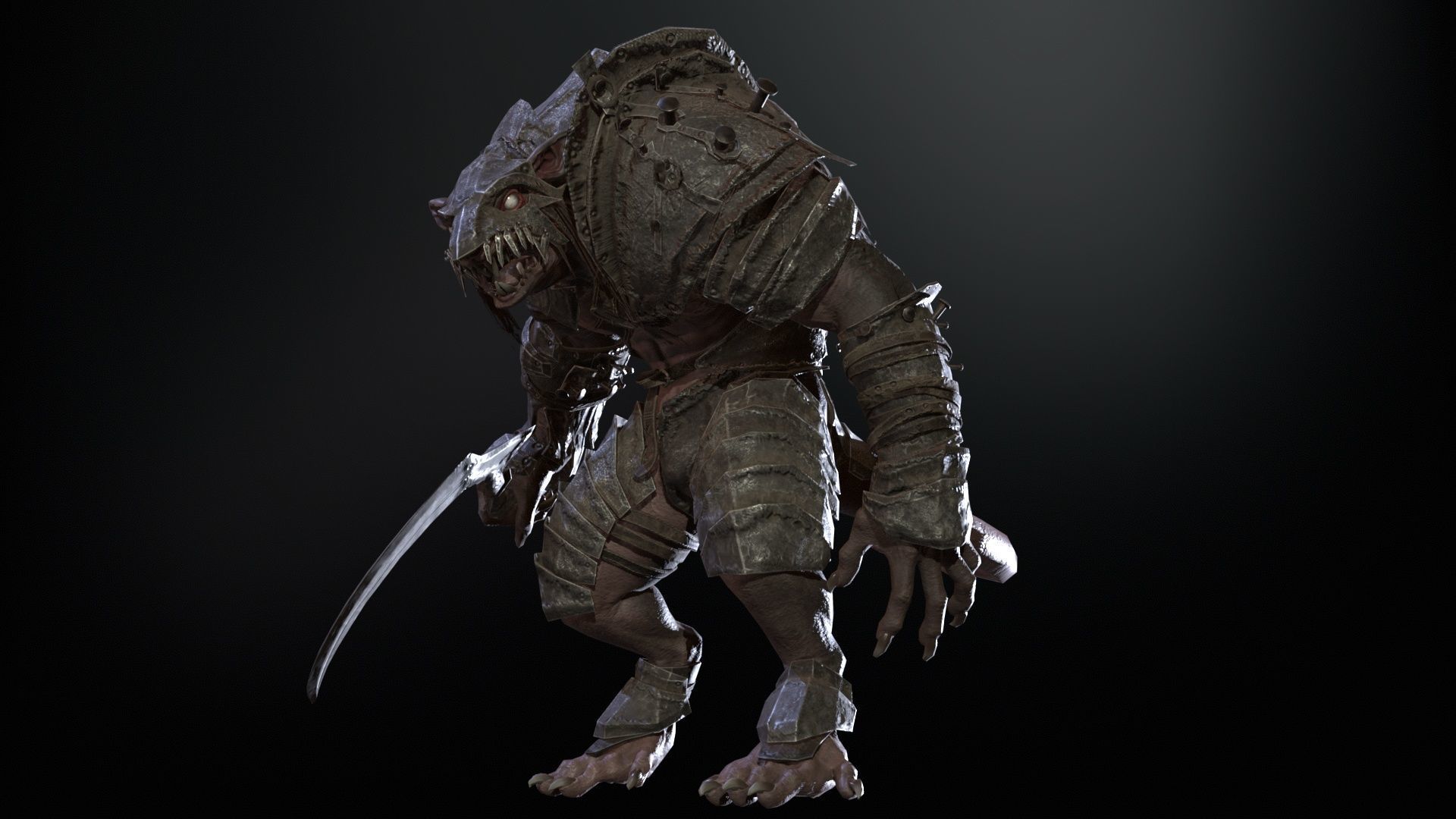RatMan Warrior1 Low-poly 3D model_12
